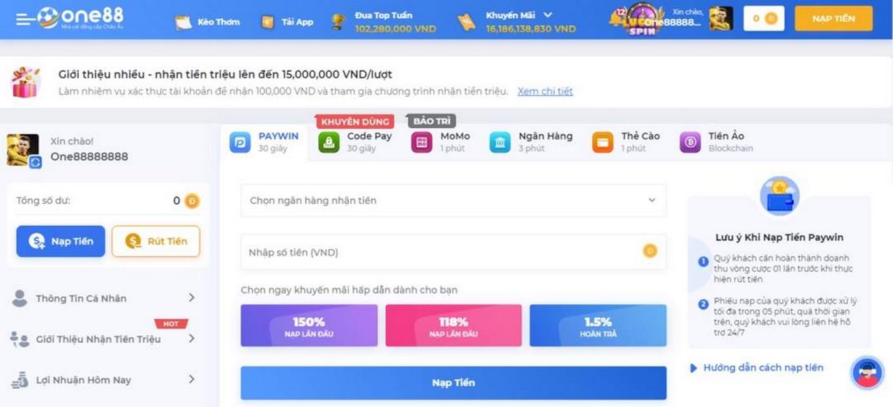 ONE88 Nạp Tiền ONE88 - Cách Nạp Tiền ONE88